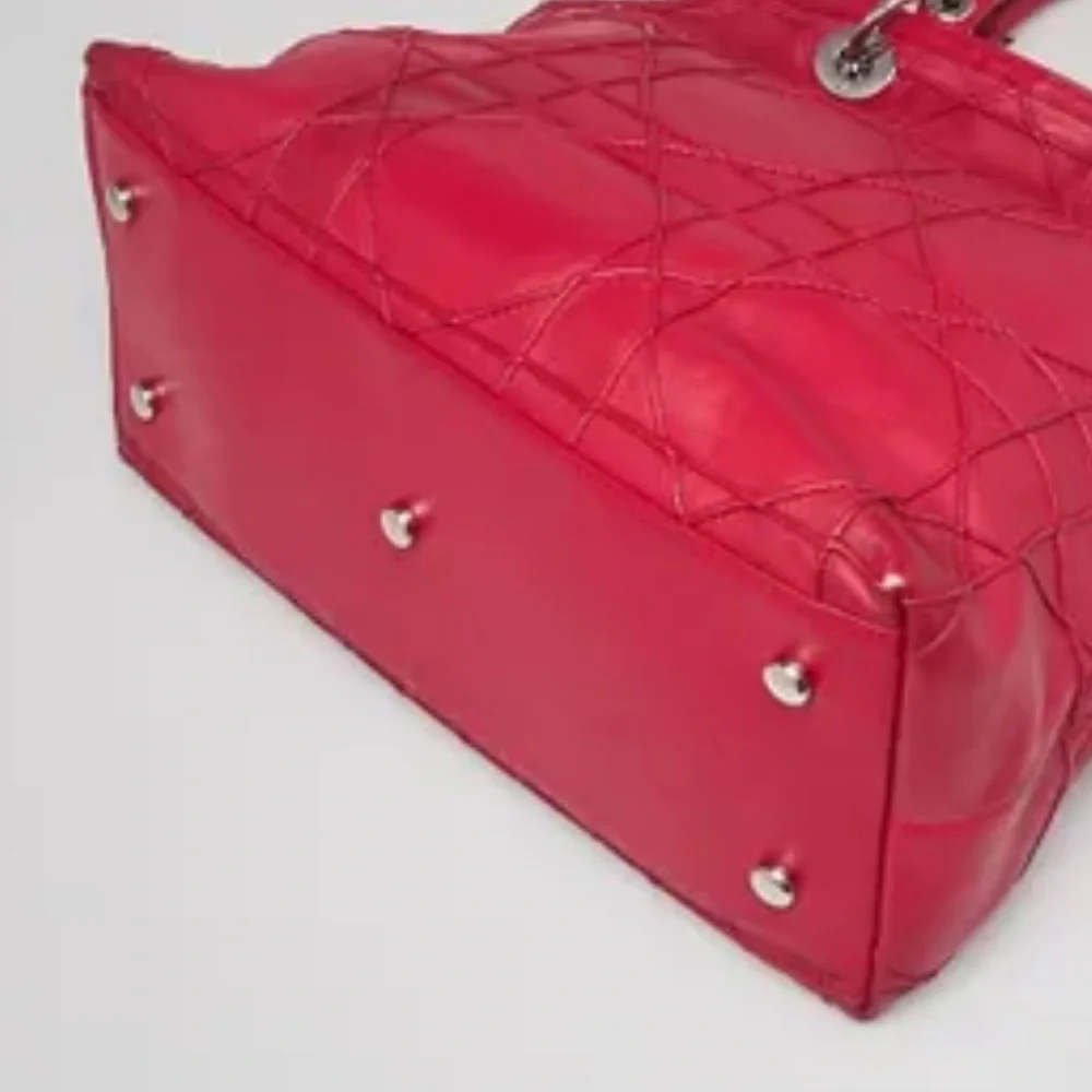 Christian Dior Medium Granville Cannage Bag Red Quilted Lambskin Leather - Picture 13 of 14